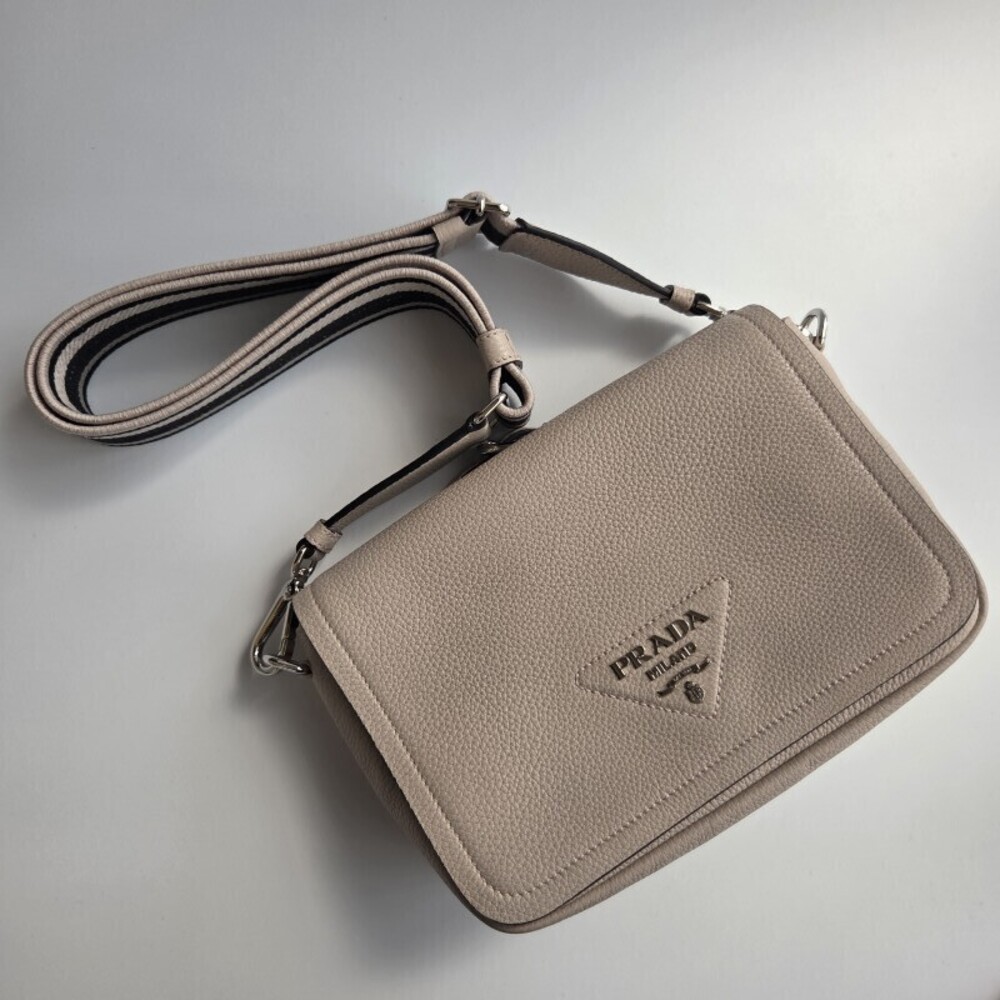 PRADA Flou leather shoulder bag NINFEA pink beige - Picture 3 of 9
